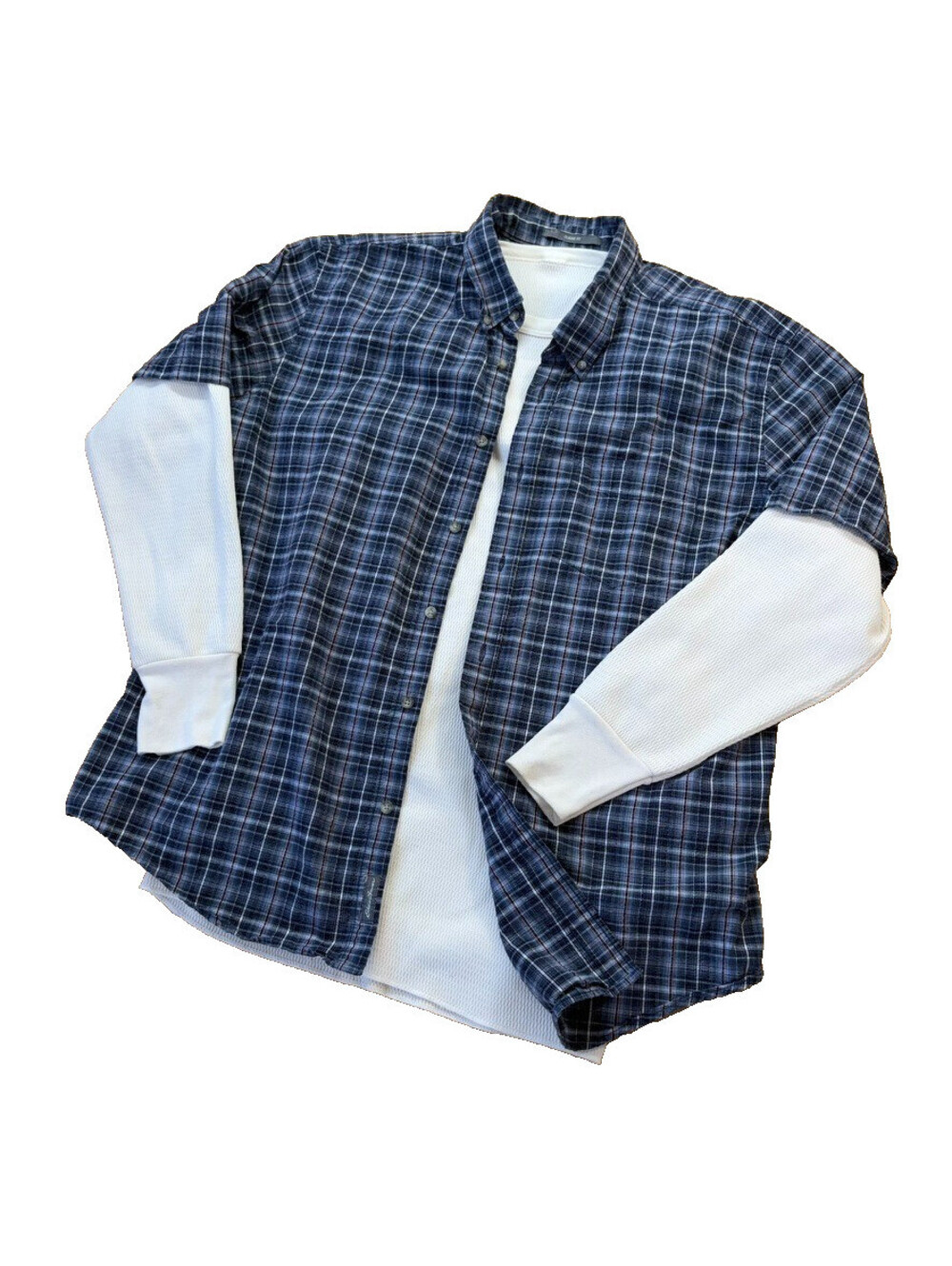 Eddie Bauer Shirt Mens XXL Tartan Blue Button Up Short Sleeve Gorpcore Outdoors